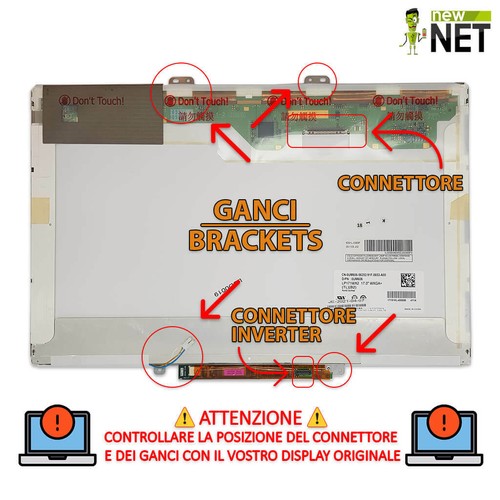 Pannello Display LCD da 17 pollici per HP Pavilion dv9715EF 30 pin WXGA+ - Afbeelding 4 van 6