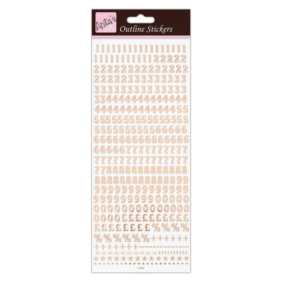 Small Rose Gold Sticky Adhesive Numbers 0-9, Labels Stickers for Craft WD81