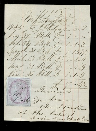 GB QV REVENUES + RECEIPT STAMPS DOCUMENTS .POSTAL FISCALS 1807-1867..Each Priced - Picture 11 of 22
