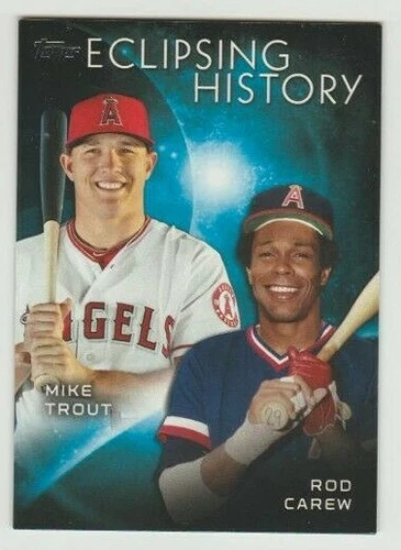 Mike Trout  / Rod Carew 2015 Topps Eclipsing History Angels Baseball Card #EH7