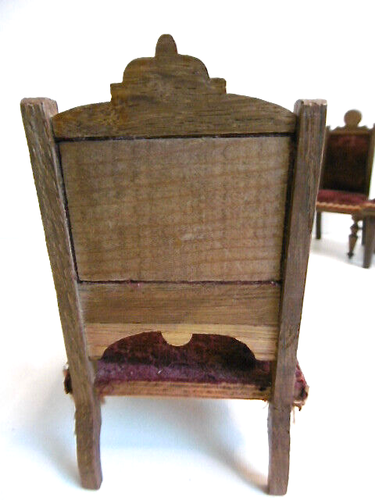 BEAUTIFUL ANTIQUE 4 PIECE BURGUNDY VELVET DOLLHOUSE FURNITURE - 19th century - Picture 10 of 17