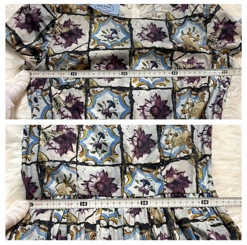 Genuine Masterpiece Prada Flower Art Design Short Sleeve One Piece Dress Blue - Picture 3 of 9