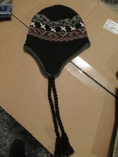 Boy's Youth/Teen Winter Beanie Style Hat - One Size fits Most - Black w/ pattern