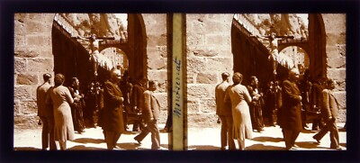 Spanien.España.Montserrat.Prozession.Stereoansicht auf Glas 6x13cm.Glass stereo.