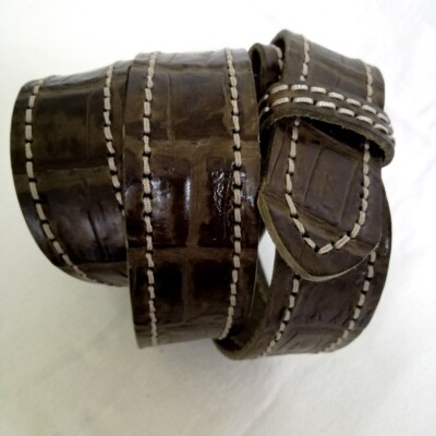 Umjubelt Gürtel Leder Croco wild grey Kroko Prägung Wechselgürtel  90 95 Neu
