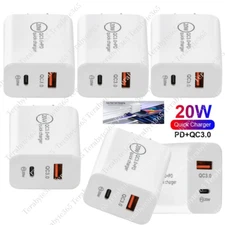 5Pack Lot QC Fast Wall Charger 20W USB C Adapter Cord For iPhone Samsung Android