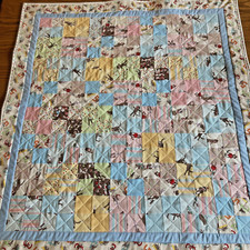Handmade baby quilt new 35  X 39  Little Monkeys, two sided quilt.