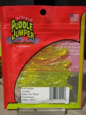 20 Puddle Jumper 2.4" Soft Plastic Baby Pro Shad Fishing Bait Chartreuse Glitter