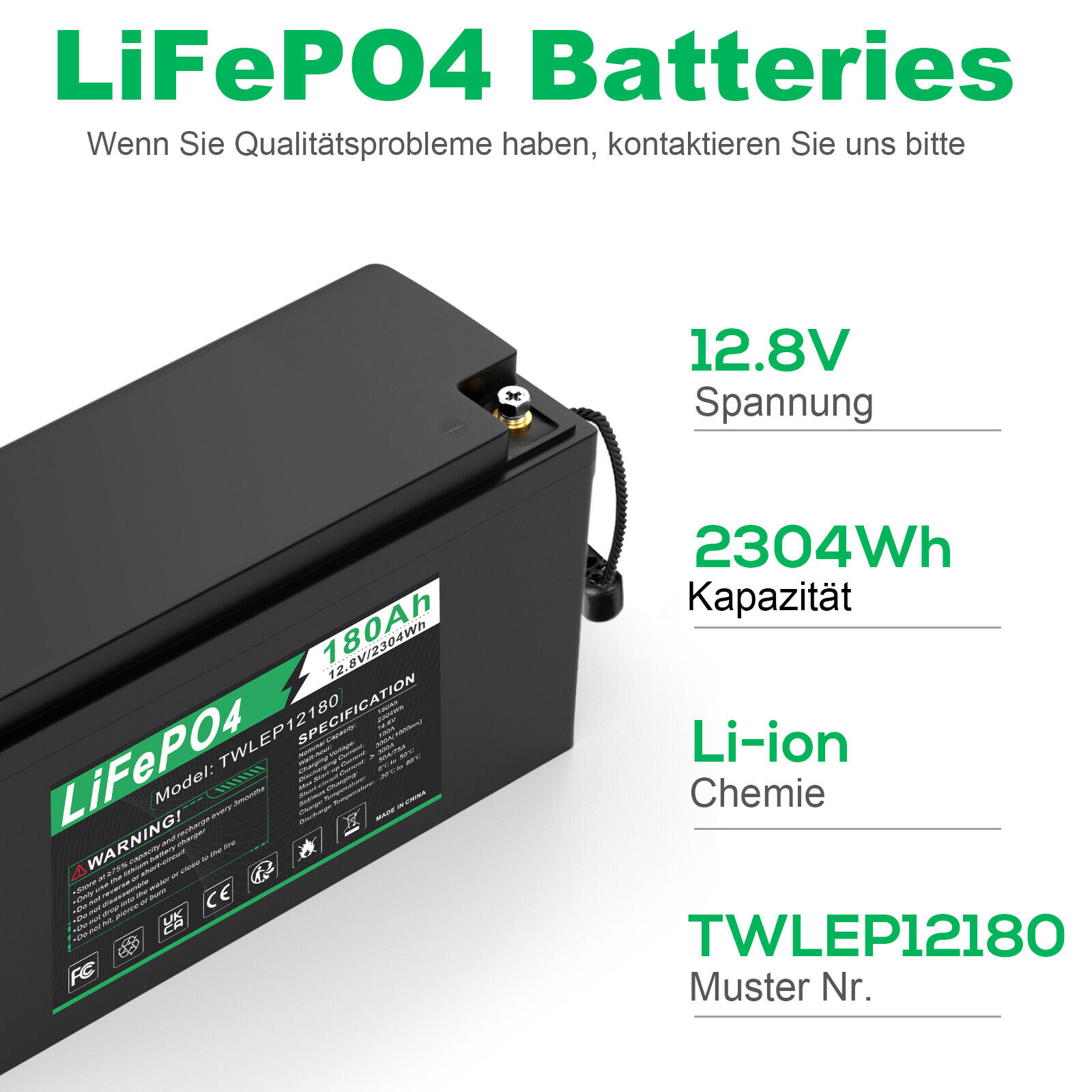 12V 30Ah 100Ah 180Ah LiFePO4 Lithium Battery Deep Cycle for Boat Solar / Charger
