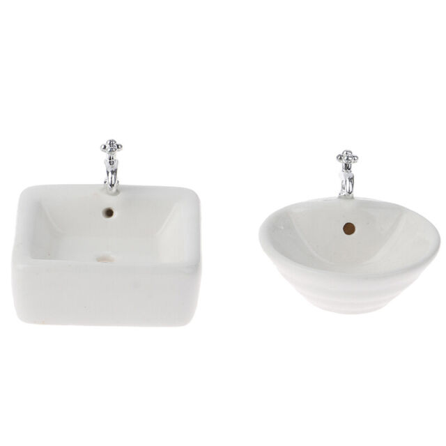 1:12 Dollhouse Miniature Bathroom Sink Ceramic Wash Basin Model Accessories*vi