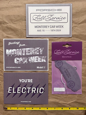 Porsche Monterey Car Week ''Full Service'' 2024 postcards air freshener promo, NEW
