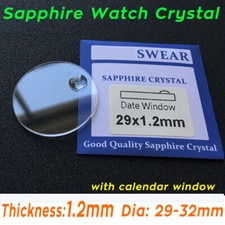 Round Flat 1.2mm Sapphire Watch Lens 29-32mm Watch Crystal Date Calendar Window