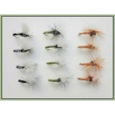 Klinkhammers, Trout Fishing Flies, 12 Pack, Olive, Black & Tan, Mixed Size 16/18