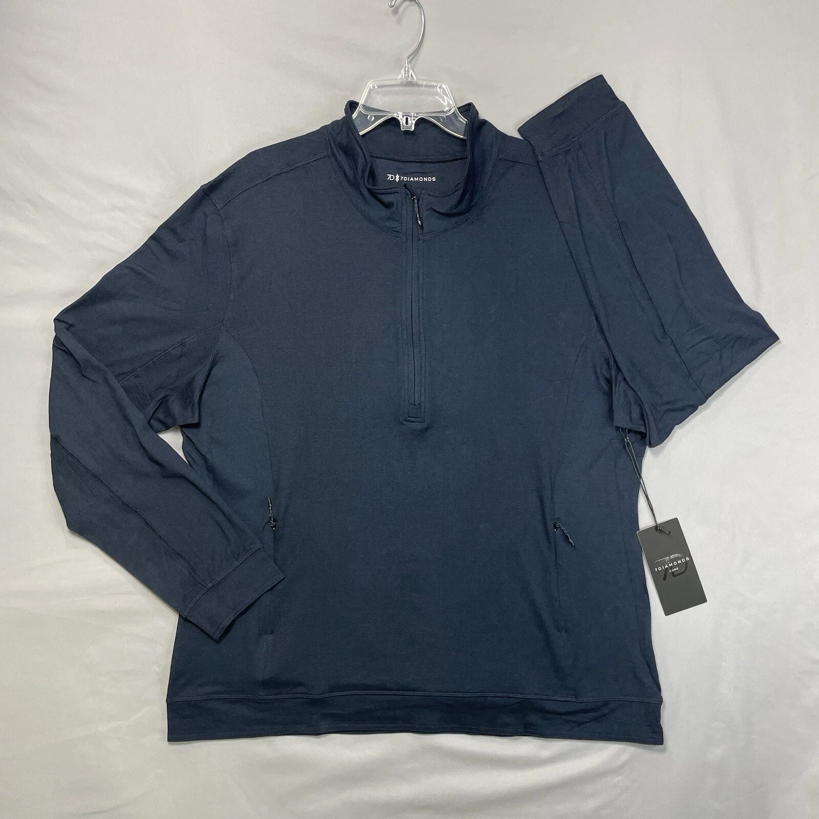 $109 NEW 7 Diamonds XXL Blue Core Performance 1/4 Zip Stretch Long Sleeve Shirt