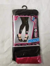 Monster High Skullette footless Tights Child black and pink skull graphic