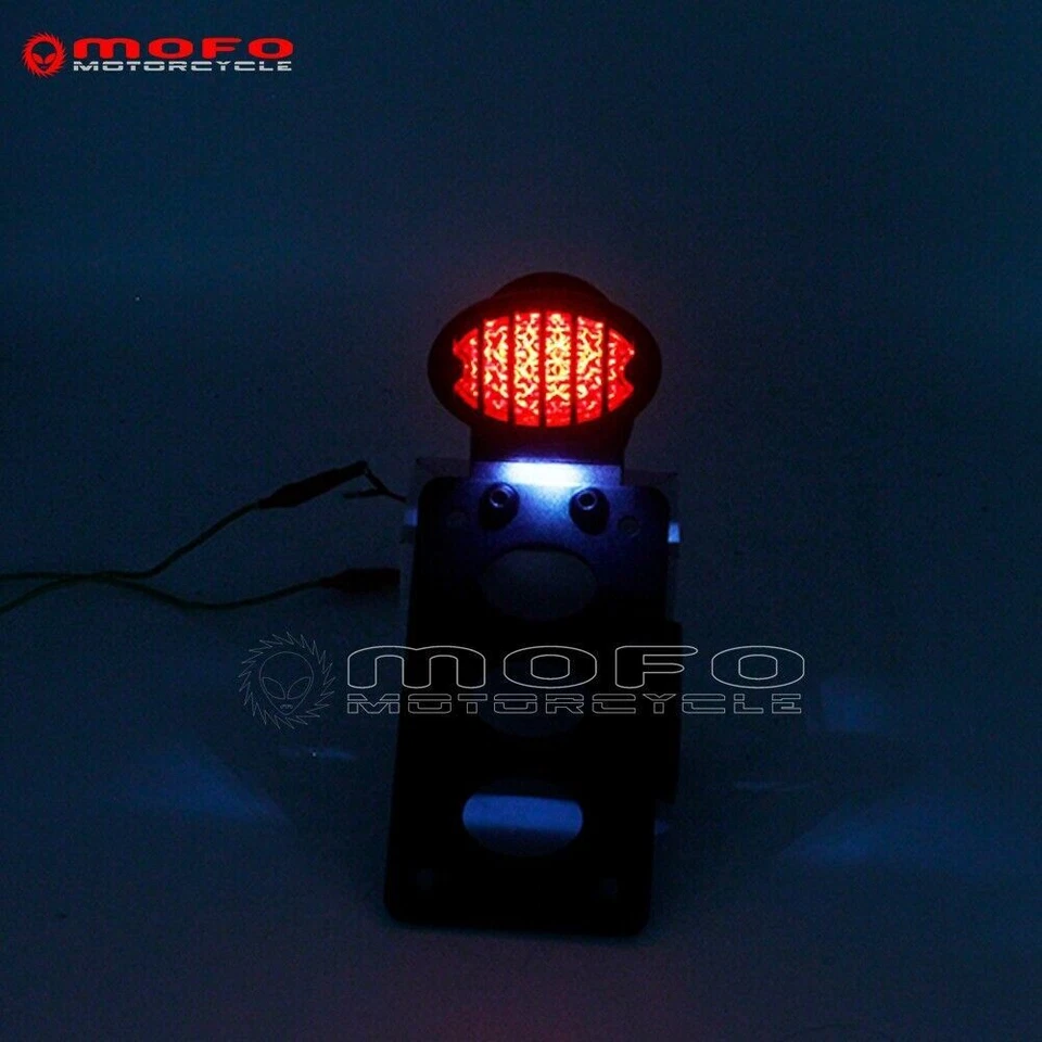 Soporte de placa de matrícula de luz trasera de freno LED Grill Run para Harley Honda ATV Foto 2 de 4