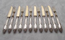 *RAR* Seltenes 12-tlg. Obst- / K&auml;sebesteck Jugendstil Kreuzband in 950er Silber