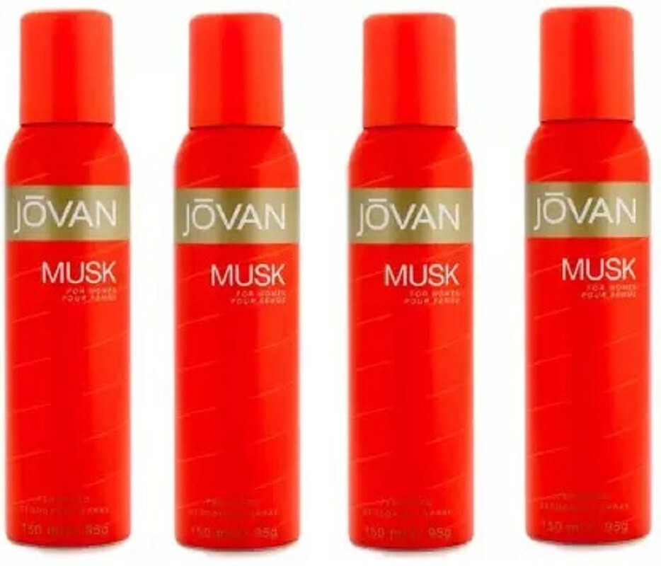 Jovan Musk Deodorant Body Spray For Women 150ML Each (Pack of 4
