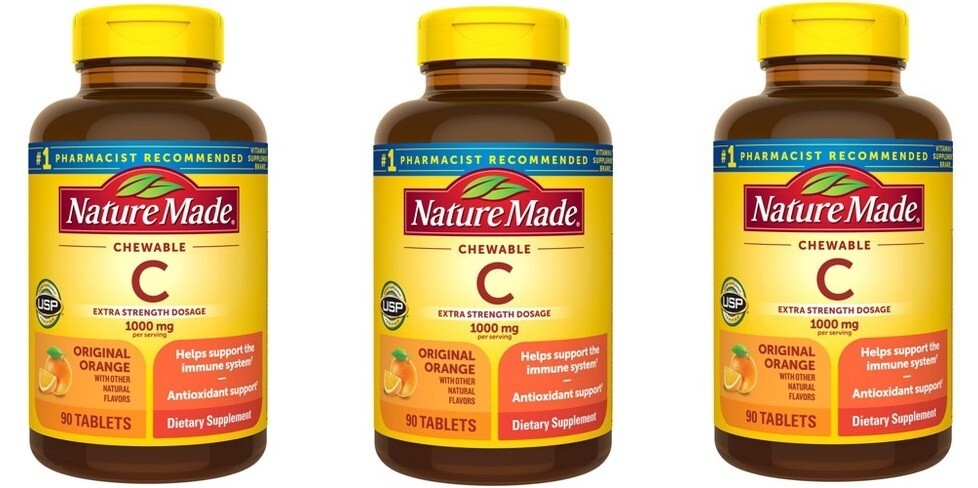 Nature Made Vitamin C 1000mg Chewable Tablets 90ct (3 Pack)