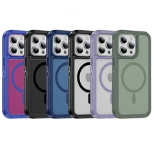 For iPhone 11 12 13 14 15 16 Pro Max Shockproof TPU+PC Case Mag Safe Back Cover