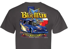 Blue MAX AA/FC (128) MENS Charcoal T-SHIRT 100% COTTON.  DRAG RACE  NHRA