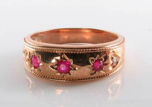 GROSSER BANDRING 9 KT 9 KARAT ROSÉGOLD ZIGEUNERRUBIN & DIAMANT ZIGEUNER KOSTENLOSE GRÖSSENÄNDERUNG - Bild 2 von 6