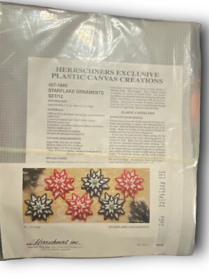 Herrschners Plastic Canvas Kit Starflake Ornaments Set Christmas New