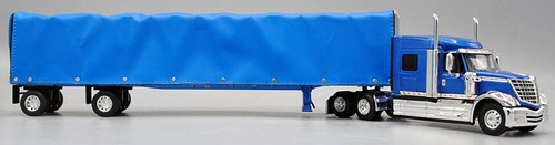 DCP FIRST GEAR ESCALA 1/64 INTERNACIONAL LONESTAR AZUL CON CORTINA REMOLQUE LATERAL - Imagen 4 de 4
