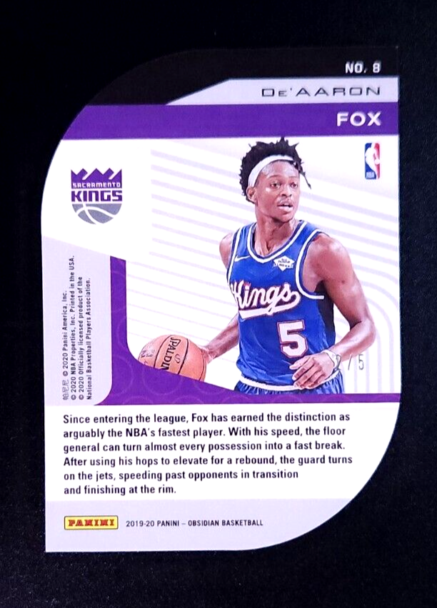 2019-20 Panini Obsidian Atomic Electric Etch Red De Aaron Fox #d
