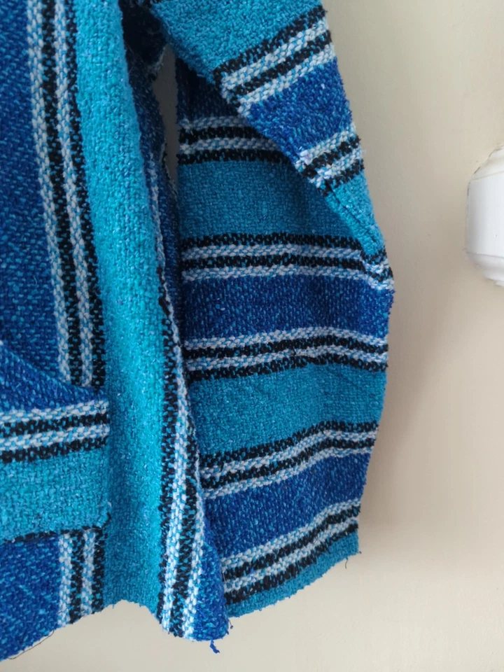 Женский сплетенный пуловер хиппи Surf Gear в синюю полоску размер Xlarge толстовка с капюшоном - Изображение 4 из 4