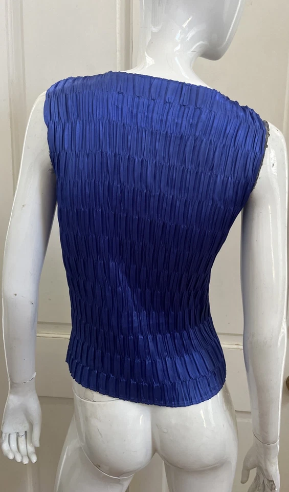 NICOLA VINTAGE! Top sin mangas arrugado elástico azul cobalto años 90 talla S Foto 4 de 4