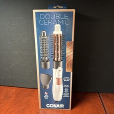 Conair Double Ceramic 3-in-1 Hot Air Brush. White With Black And Pick 5705 