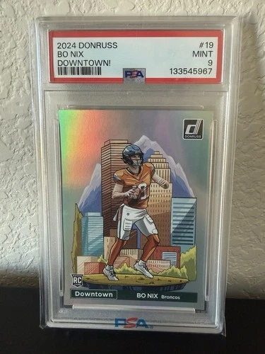2024 Panini Donruss - Downtown! Bo Nix #19 (RC) PSA 9