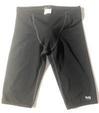Vintage TYR Mens Black Swim Jammer Shorts sz 28 Longer Line Swimsuit