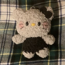 Handmade crochet inspired Sanrio Hello Kitty Keychain Gray Black