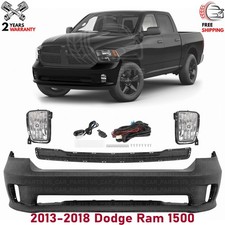 Front Bumper Cover Fog Light Assembly Kit For 2013-2018 Dodge Ram 1500