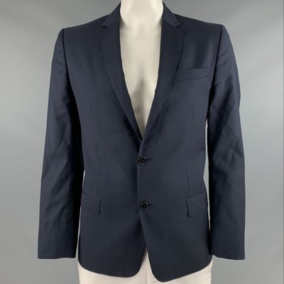VERSACE COLLECTION Größe 44 Navy Woll Sport Sakko Einreiher