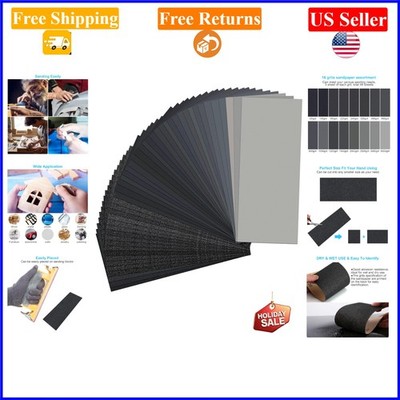 48-Piece Assorted Grit Wet Dry Sandpaper Set for Wood, Metal, Auto, 9x3.6 in.
