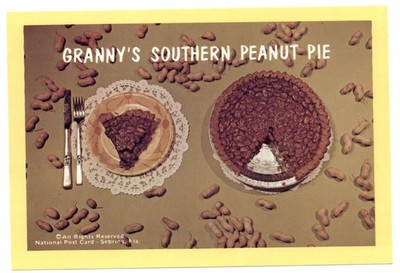 Granny's Peanut Butter Pie recipe unused vintage postcard