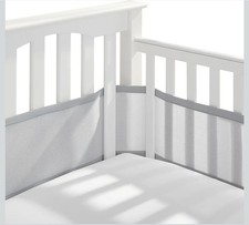 BreathableBaby Breathable Mesh Liner for Full-Size Cribs, Classic 3mm Mesh, Gray