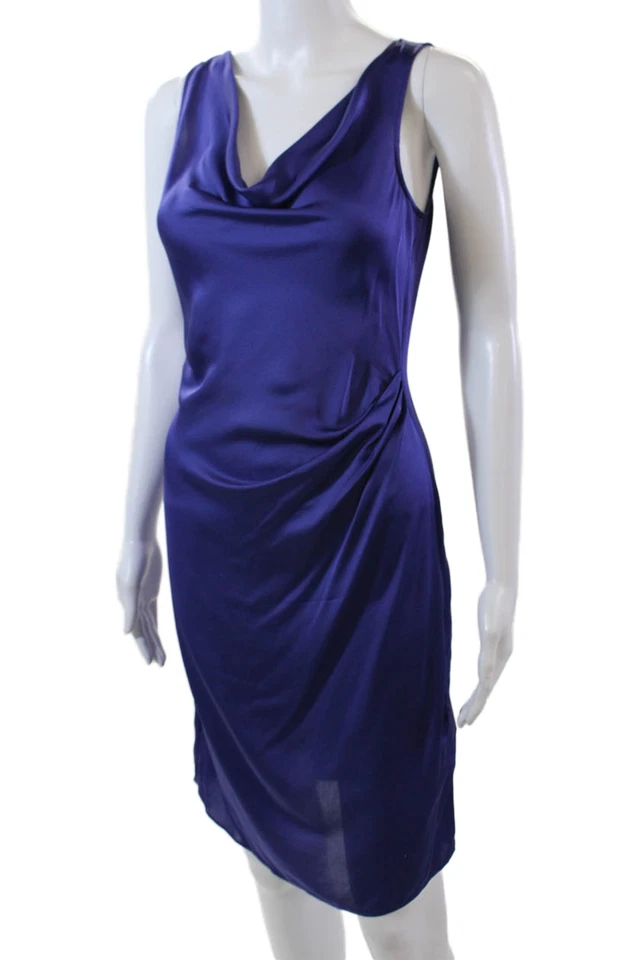 Vestido conmovedor Playara acanalado sin mangas cuello capucha de seda Theory para mujer talla púrpura Foto 2 de 4