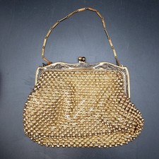 Vintage 1940s Whiting & Davis Small Gold Mesh Change Night Purse USA Made