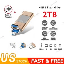 4 IN 1 USB 3.0 Flash Drive Memory Photo Stick for iPhone Samsung Type C