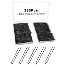330 Count U Shaped Hair Pins for Buns, 2.4 inch Bun Pins Black Hair Pins for Wo