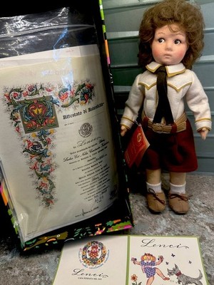 Vtg 1986 Lenci Felt Doll  Aldo  Original Box Tag COA Historic Collectible