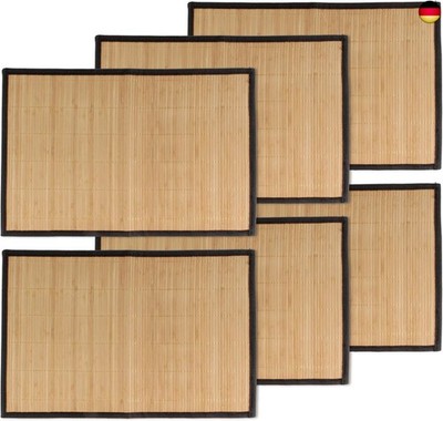 BambooMN Bambuslatten-Tischsets mit Stoffrand, einfarbiger Druck, 44,5 x 30,5