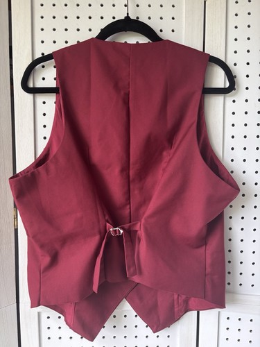 Belle Poque rot burgunderrot Damen Lg asymmetrisch 4 Knöpfe Weste - Bild 4 von 5