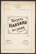 Foto: H Traiser marca Harvard 10 centavos cigarro 1890 registro
