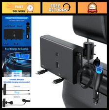5-in-1 Retractable Backseat Car Charger Station for iPhone/Samsung, 60W Adapter