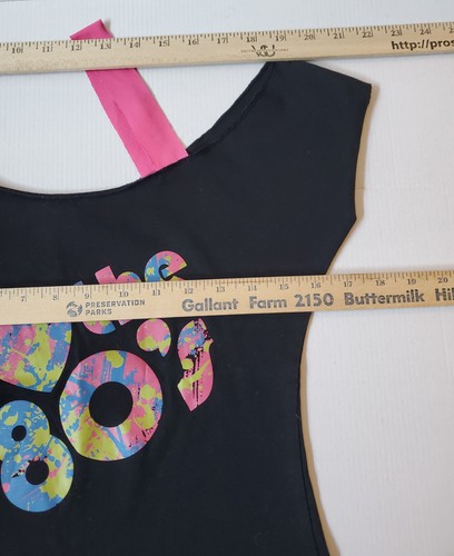 I Love the 80s Costume Sz S Black Off Shoulder Shirt Gold Lamè Shorts Cosplay - Picture 7 of 13